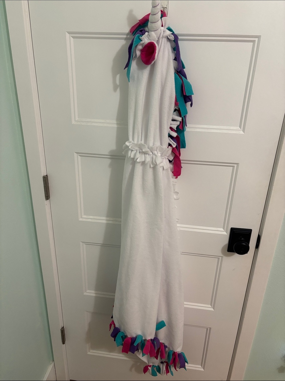 Kids White Unicorn Hooded Robe with Colorful Mane